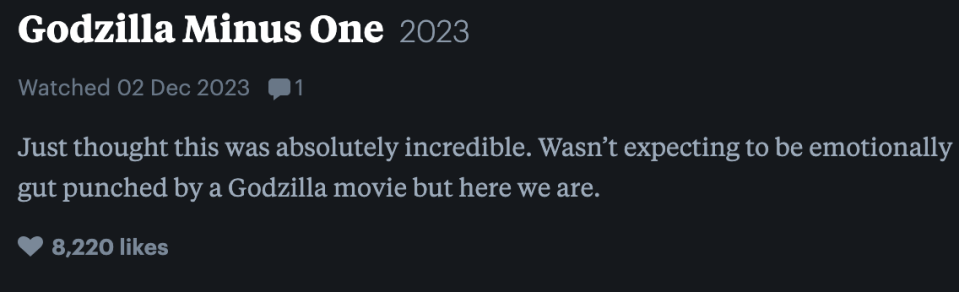 just thought this was absolutely incredibly. wasn't expecting to be emotionally gut punched by a godzilla movie but here we are