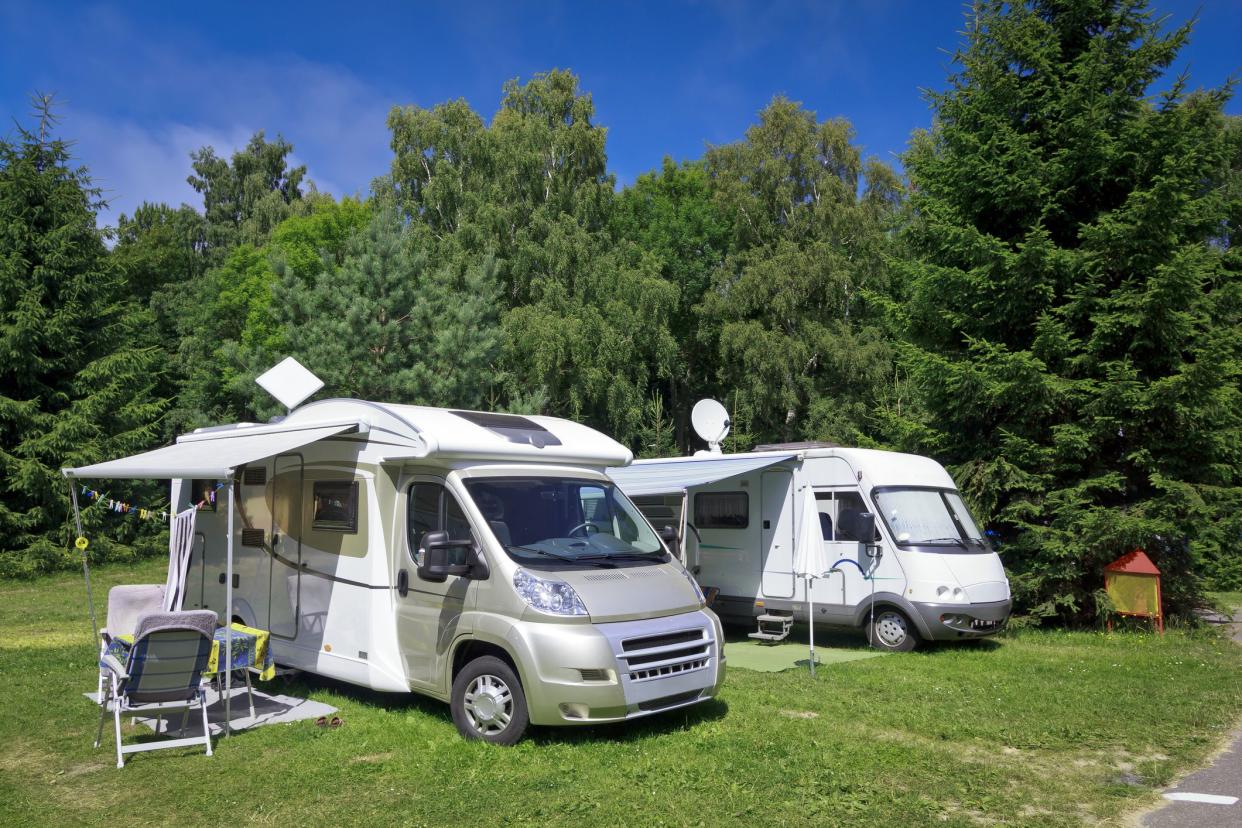 Summer scene with Mobile Homes on the meadow