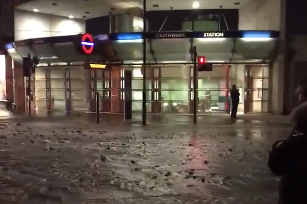 A burst water main sparked flooding at Southwark station on Tuesday morning: Ayodele Olurin/ Twitter