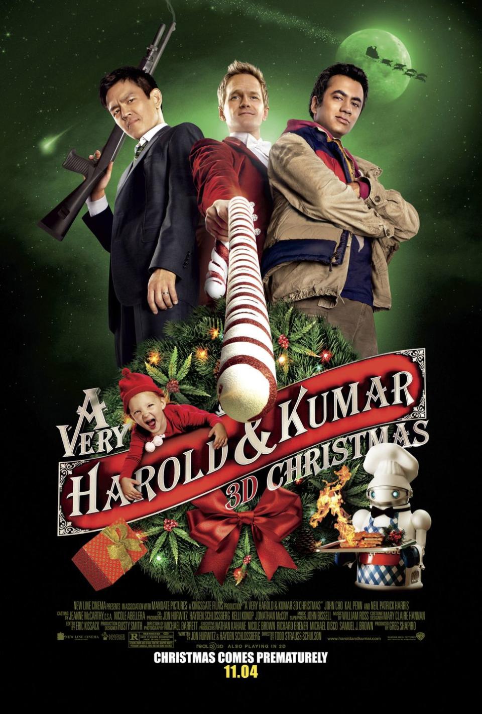 <p>Looking for something to watch after the little ones go to bed? Press play on this bawdy holiday comedy, which is the third installment of the <em><em>Harold & Kumar </em></em>series<em><em>.</em></em></p><p><a class="link " href="https://www.amazon.com/Very-Harold-Kumar-Christmas/dp/B006PPW98U?tag=syn-yahoo-20&ascsubtag=%5Bartid%7C10067.g.38414559%5Bsrc%7Cyahoo-us" rel="nofollow noopener" target="_blank" data-ylk="slk:WATCH NOW;elm:context_link;itc:0;sec:content-canvas">WATCH NOW</a> </p>