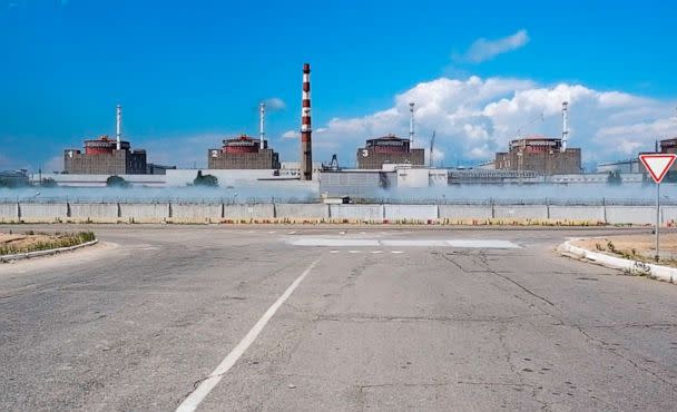 PHOTO: In this handout photo taken from video and released by Russian Defense Ministry Press Service on Aug. 7, 2022, a general view of the Zaporizhzhia Nuclear Power Station in territory under Russian military control, southeastern Ukraine. (Russian Defense Ministry Press Service via AP, FILE)