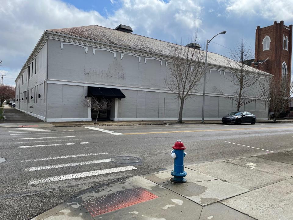 This current photo shows the building at 230 N. Columbus that was once a shoe factory and then a Big Bear Super Market. Its history is well hidden.