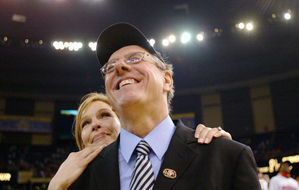 Jim Boeheim coached Syracuse to a national championship in 2003. It was one of five Final Four appearances for the team during his tenure. (Photo by Craig Jones/Getty Images)