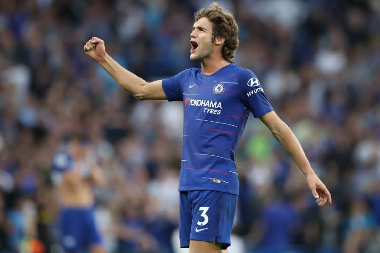 Winner: Marcos Alonso scored the decisive goal as Chelsea beat Arsenal 3-2