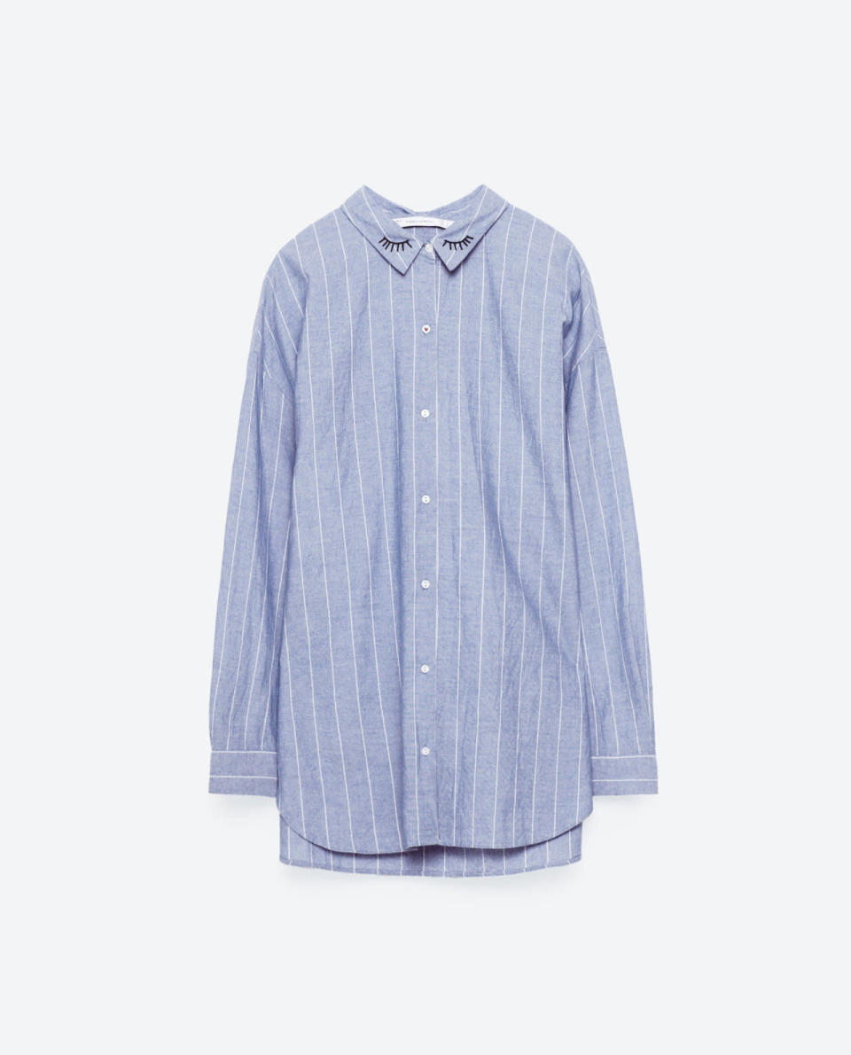 Striped Shirt With Embroidered Collar