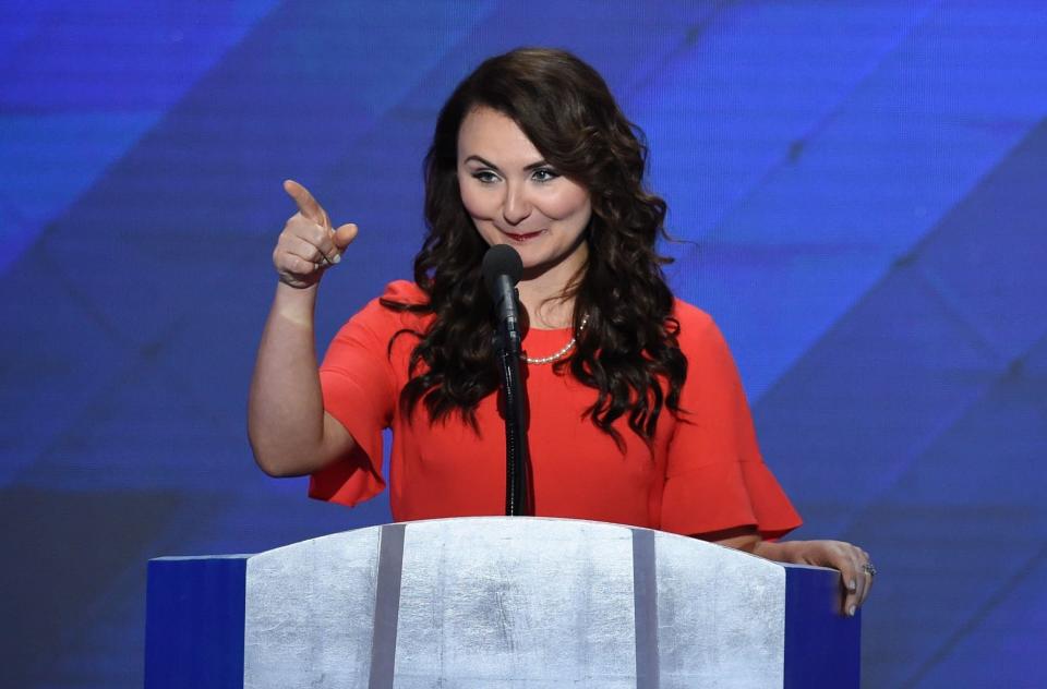 Jennifer Pierotti Lim, co-founder of&nbsp;Republican Women for Progress, speaking at the Democratic National Convention in 2016. (Photo: SAUL LOEB via Getty Images)