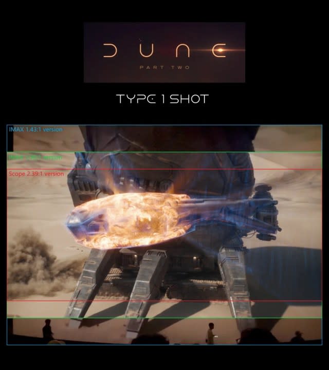 A screenshot of different aspect ratios for Dune: Part Two.