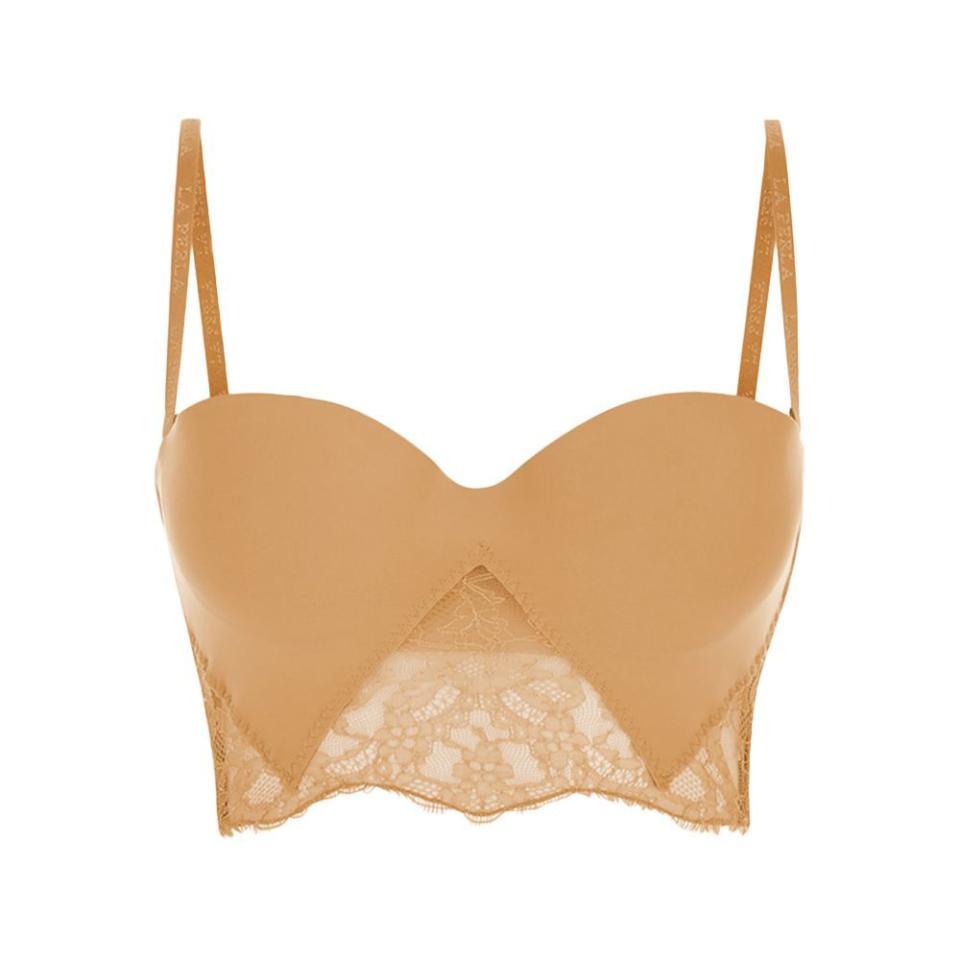 <p><a href="https://laperla.com/nude-lycra-strapless-brassiere-with-chantilly-lace/" rel="nofollow noopener" target="_blank" data-ylk="slk:Shop Now;elm:context_link;itc:0;sec:content-canvas" class="link ">Shop Now</a></p><p>Nude Lycra Strapless Brassiere With Chantilly Lace</p><p>$365.00</p>