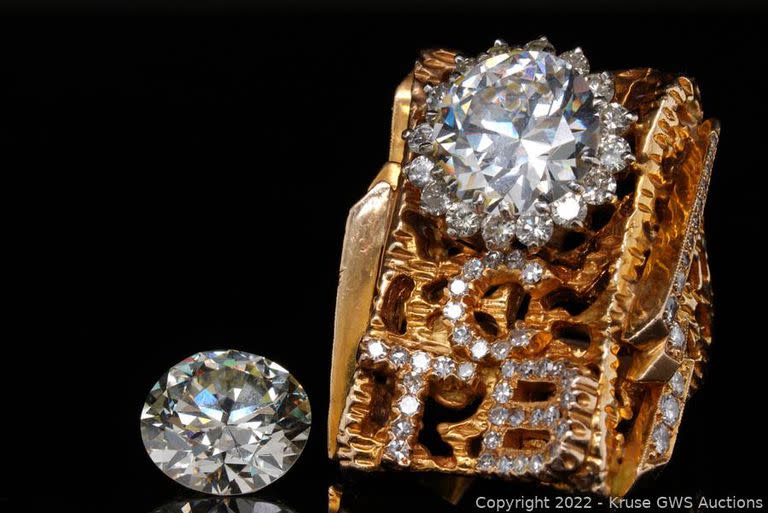 El anillo Diamond ‘First’ TCB de 9,81 quilates que perteneció a Elvis Presley fue cotizado en US$500.000 (Foto: gwsauctions.com)