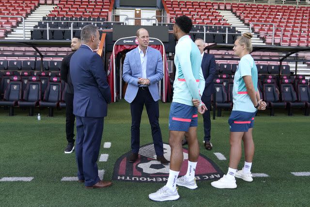 <p>Andrew Matthews - WPA Pool/Getty Images</p> Prince William visits Bournemouth AFC on Sept. 7, 2023