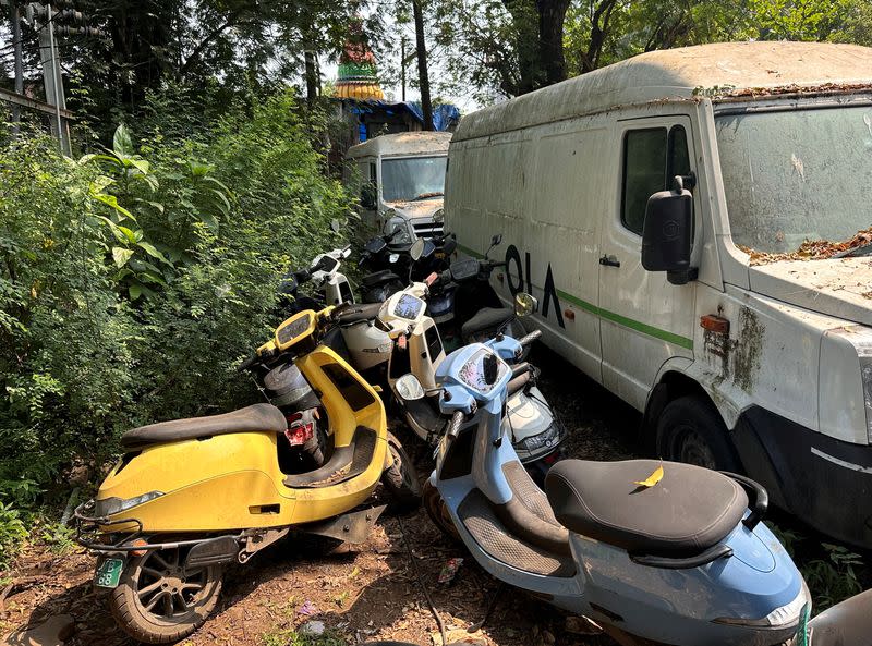 Ola electric scooters are seen outside the Ola Electric Service Centre, in Thane on the outskirts of Mumbai