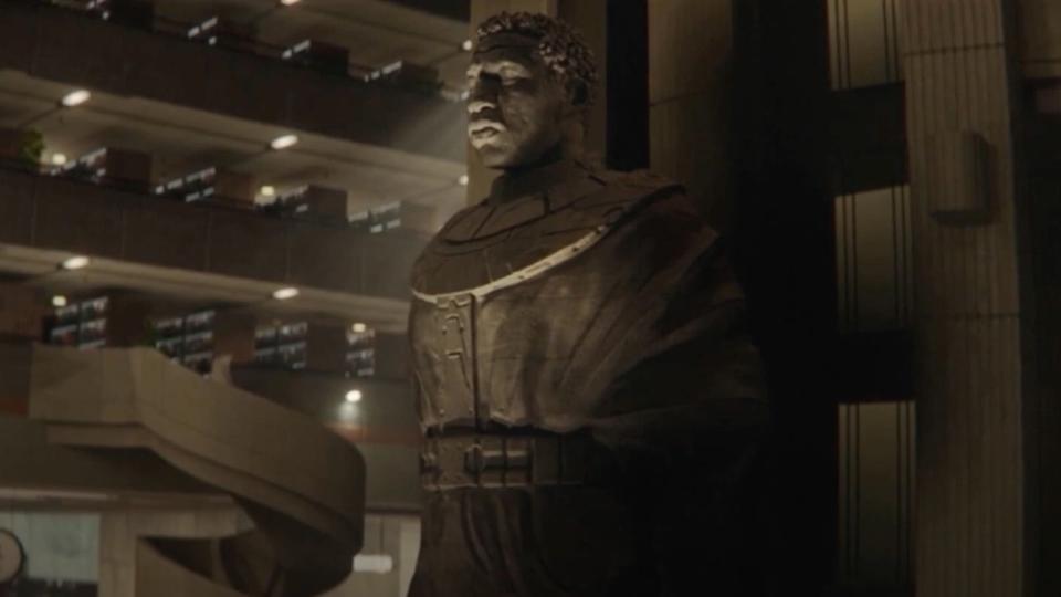 Kang the Conqueror statue in TVA in Loki Season 1 finale