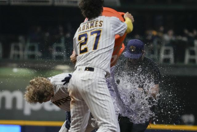 Brewers rookie calls out his wife after hitting walk-off home run