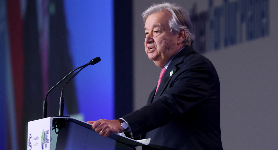 UN Secretary-General Antonio Guterres speaking at COP26.