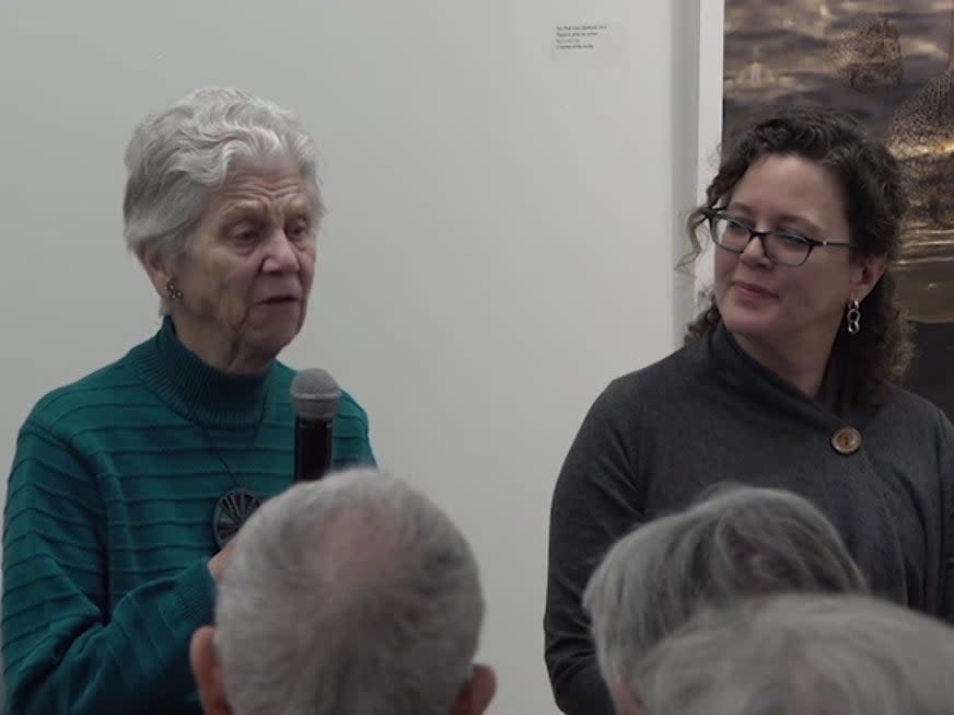 Nancy Finkel appearing at a gallery talk in 2019 (American University Museum/YouTube)