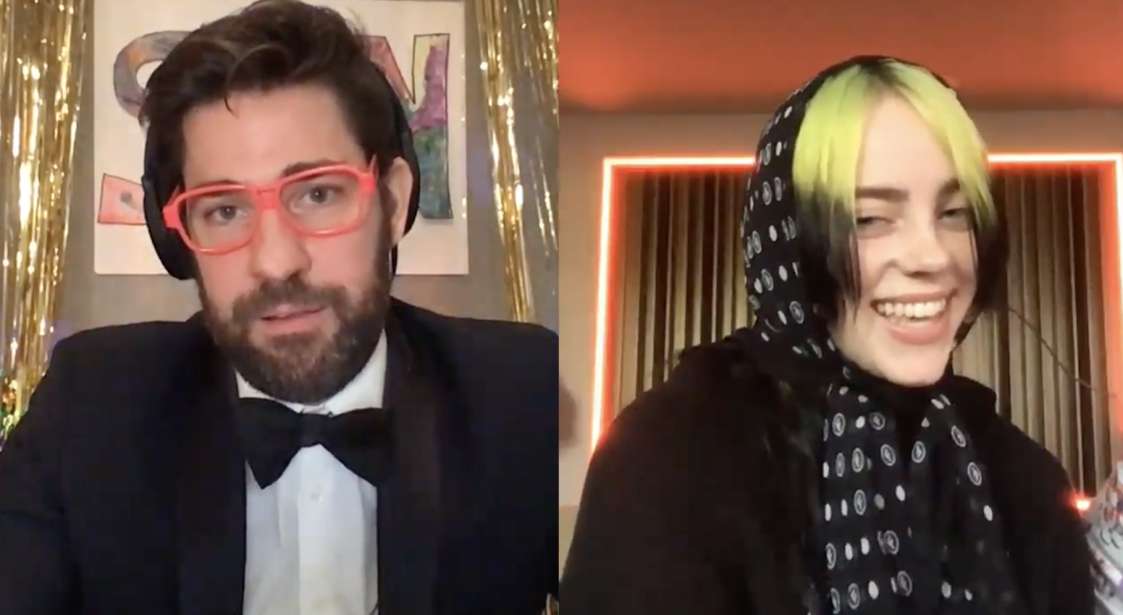 John Krasinski hosts a prom featuring Billie Eilish after events across the country were cancelled due to coronavirus. (Photo: YouTube.)