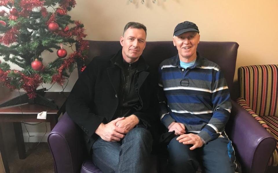 Former England international Chris Sutton (left) with his father, Mike (right) - TWITTER:CHRIS SUTTON