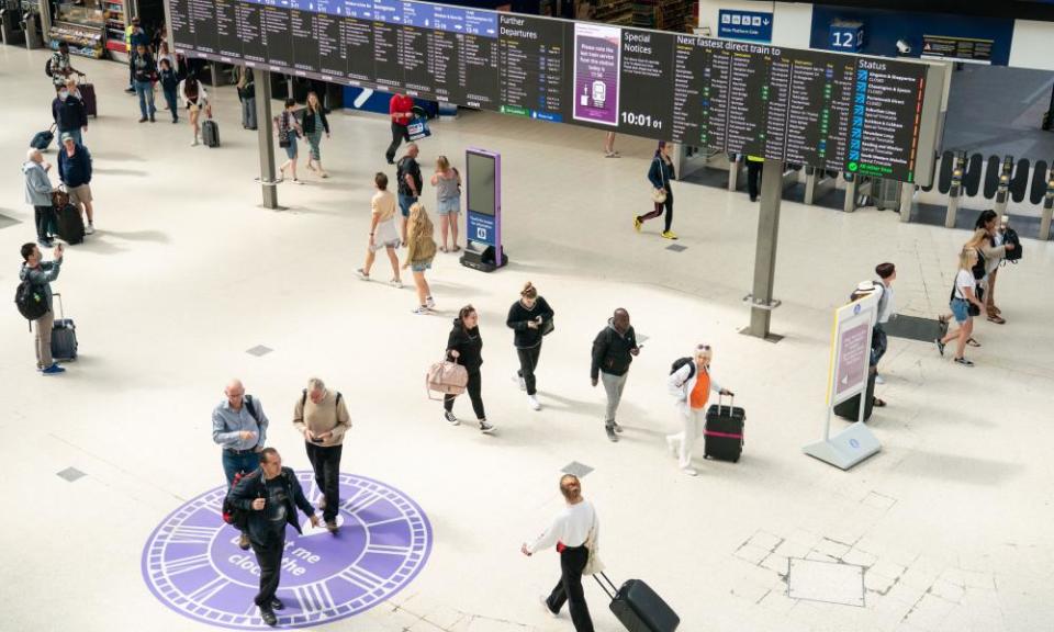 The virtually empty concourse at Waterloo station, London