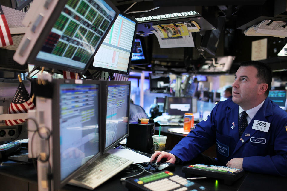 NEW YORK, NY - MAY 07:  Traders work on the floor of the New York Stock exchange on May 7, 2012 in New York City.Following weekend elections in both France and Greece that showed a growing frustration to German led austerity measures, global markets were shaken with The Dow Jones industrial average losing 39 points, or 0.3% in morning trading.  (Photo by Spencer Platt/Getty Images)