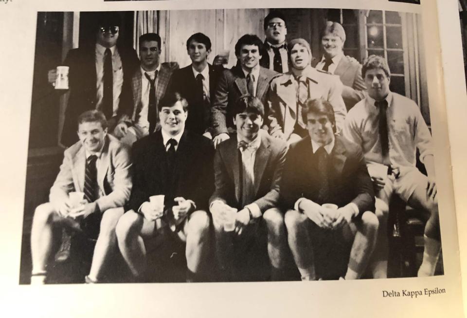 The DKE fraternity photo from the 1986 Yale Banner yearbook.