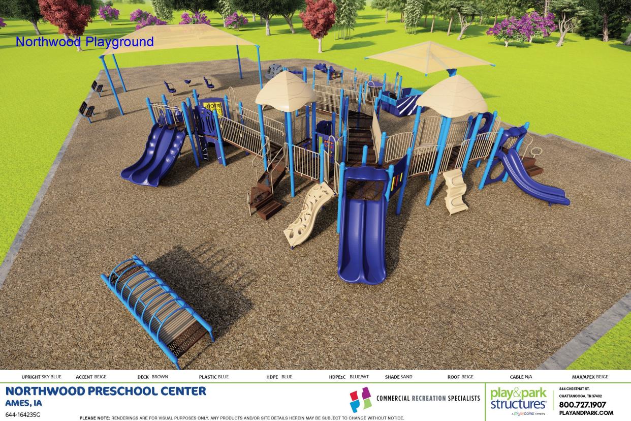 A rendering of what will be the upgraded playground at Northwood Preschool in Ames. Construction is slated to start when schools are let out for the summer.