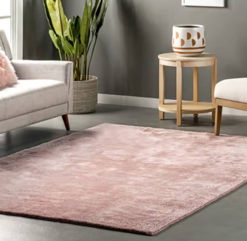 Pink Washable Solid Shag Rug, 5' x 8'