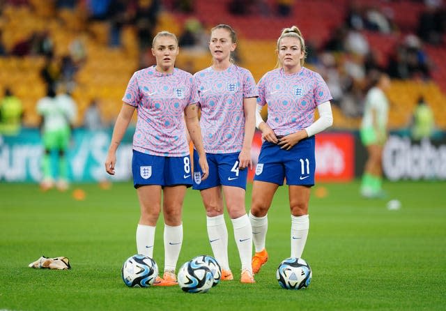 Stanway (left) has embraced her role as a leader on Sarina Wiegman's England squad