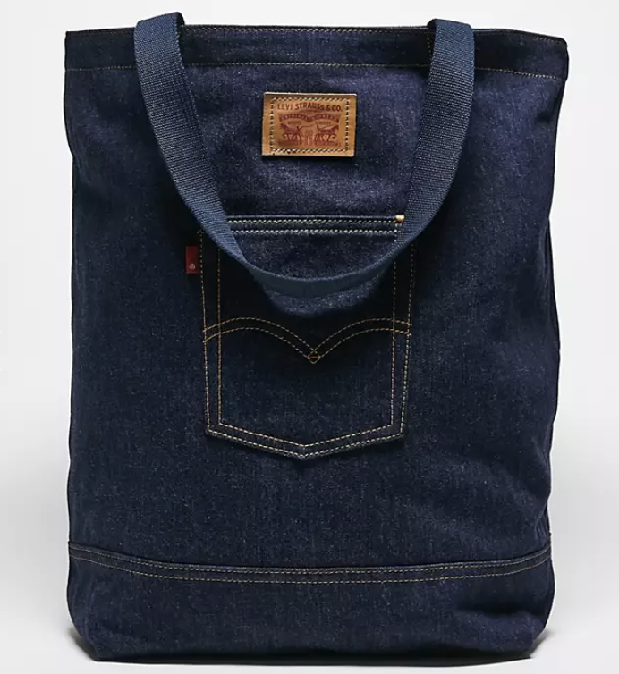 Levi's back pocket tote bag in blue denim. PHOTO: Asos