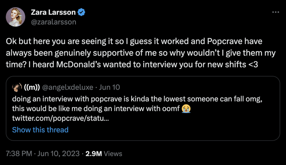 Zara Larsson has been accused of ‘classism’ following a recent tweet (Twitter)