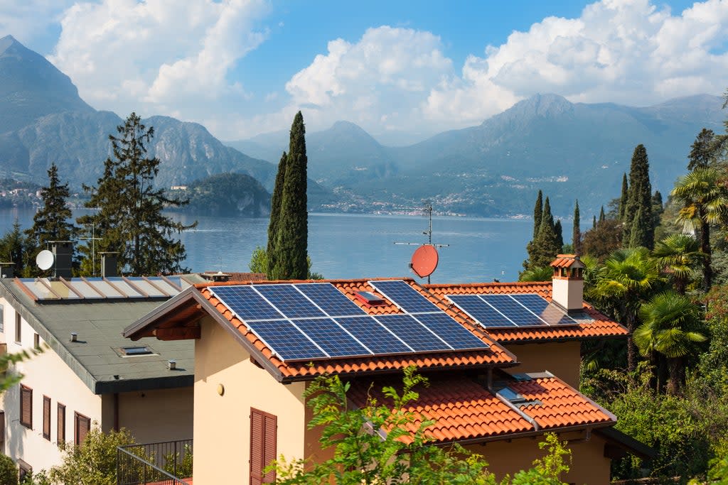 A house with solar cells on the shores of Lake Como, Italy (Getty Images)