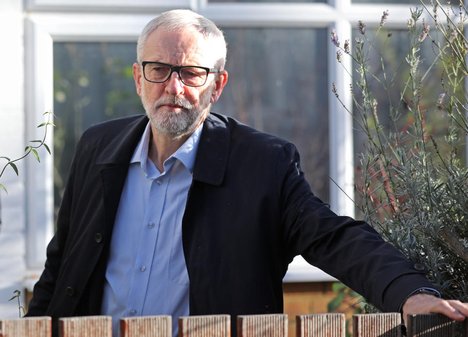 Labour Party leader Jeremy Corbyn leaves his home in Islington, north London.