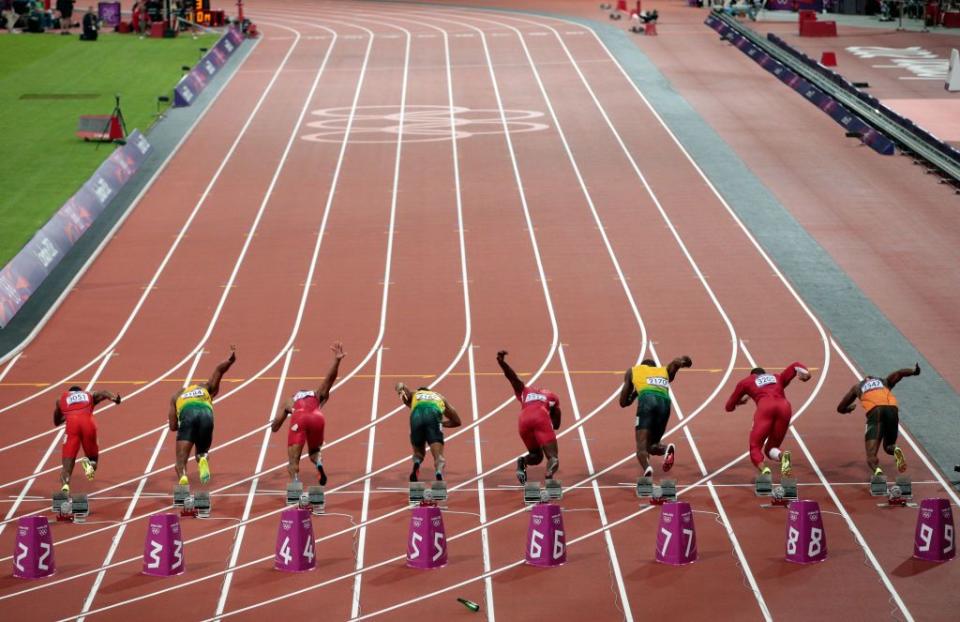 Track and field athletes don't have to wear shoes.