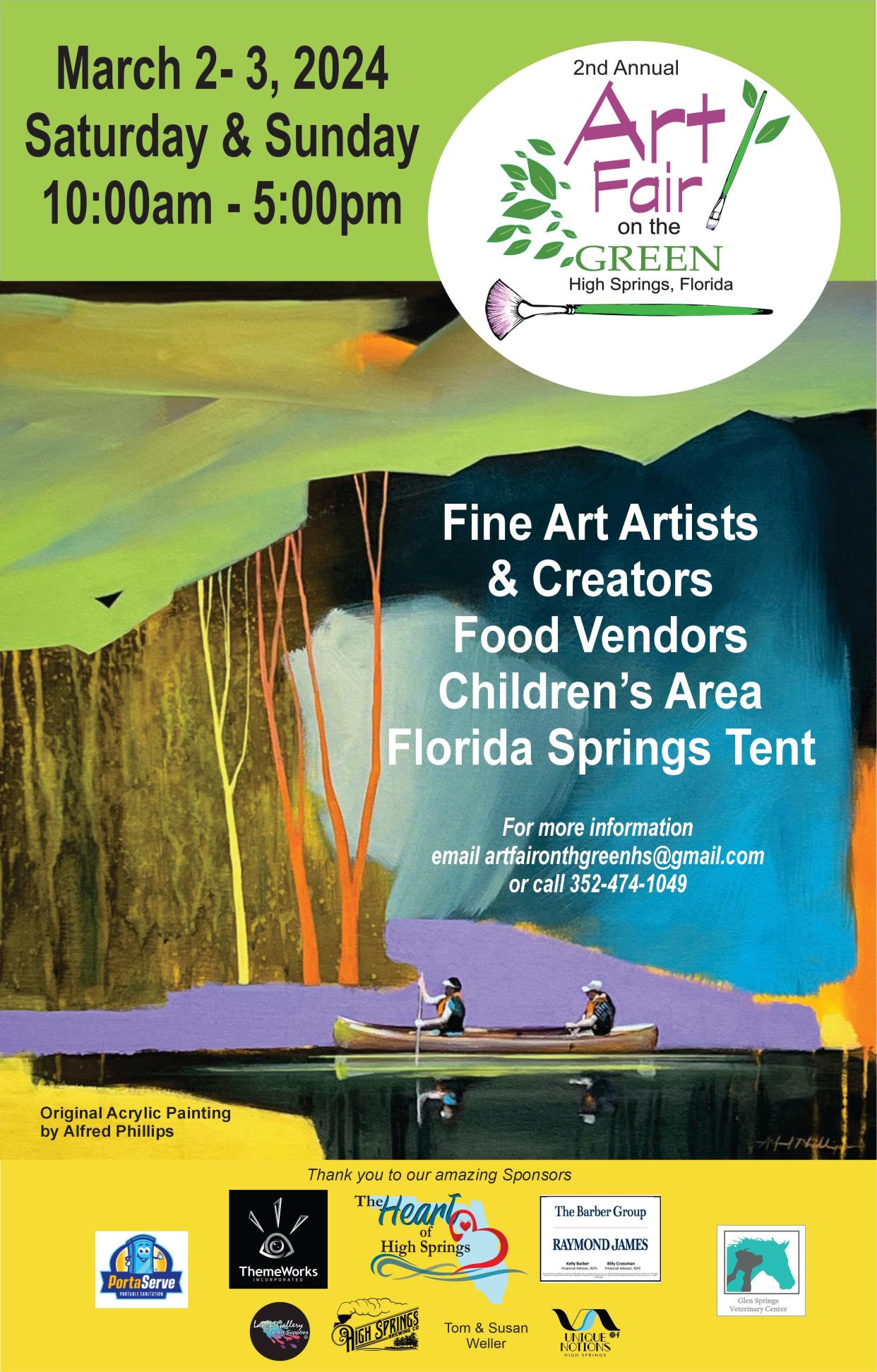Art Fair on the Green is set for 10 a.m. to 5 p.m. March 2-3 in downtown High Springs.