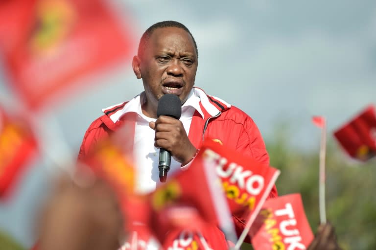 President Uhuru Kenyatta, pictured at a rally in Nairobi on Monday, seems to be on course for victory in Thursday's disputed election