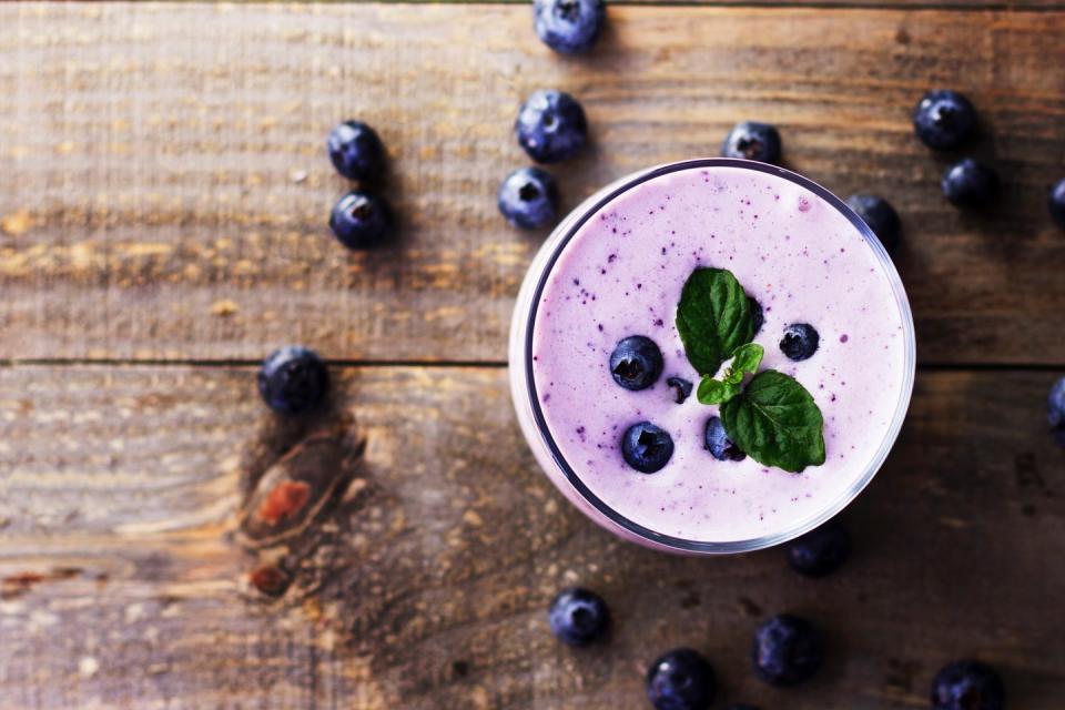 <p>Whether you opt for blueberries, raspberries, blackberries, strawberries, or a combo of berries, you’ll come to crave this recipe for a mildly sweet treat post-workout or as an afternoon snack. Balsamo, who shares this smoothie recipe, notes that it’s packed with nutrient-dense and gut-friendly ingredients, and we’re pretty sure you’ll like how it tastes, too.</p><strong>What You'll Need:<br></strong>1/2 cup plain kefir<br>1/2 frozen banana<br>1/2 cup frozen berries of choice<br> 1/2 cup milk<br>2 tbsp ground flaxseed<br>1/2 cup frozen cauliflower rice<br><strong><br>How to Make It:<br></strong>Combine the above ingredients and blend until smooth. Add more liquid as needed. Sweeten with honey or agave if desired and serve.