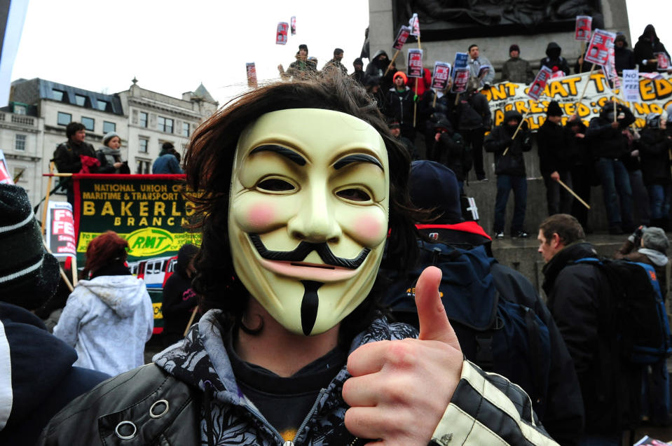 Demonstrator pictured during the London student protests in November 2010.