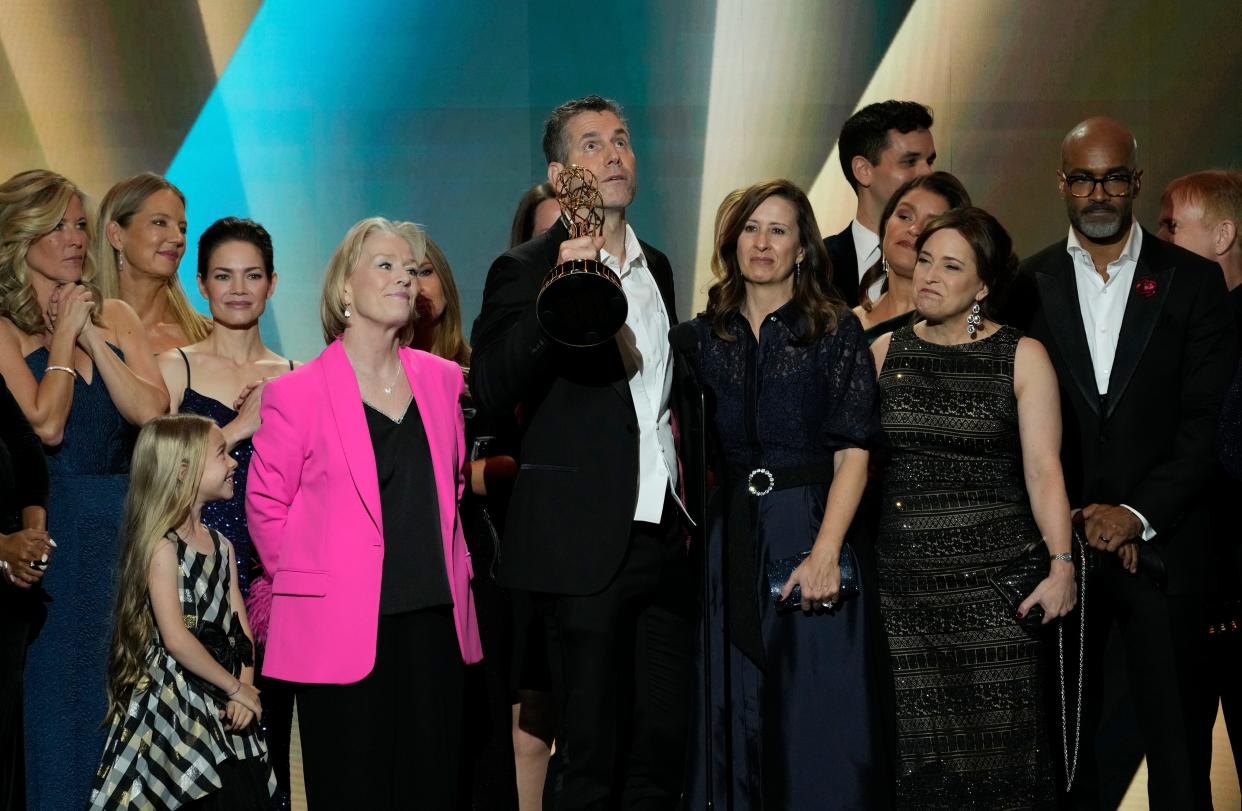 Executive producer Frank Valentini and the team from "General Hospital" accept the award for outstanding drama series during the 50th Daytime Emmy Awards on Friday, Dec. 15, 2023, at the Westin Bonaventure Hotel in Los Angeles. (AP Photo/Chris Pizzello)