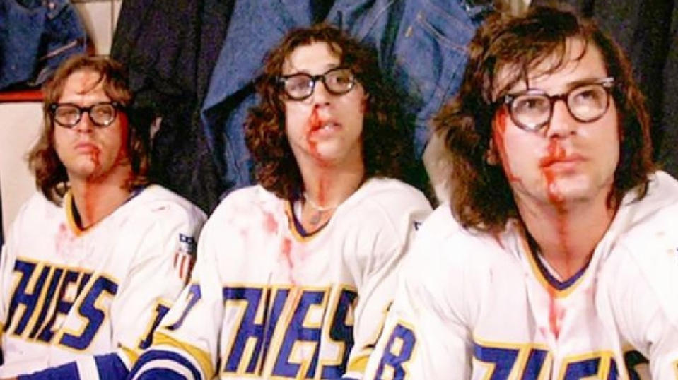 The main cast of Slap Shot.