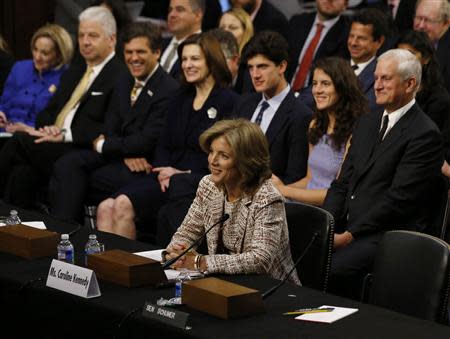 Caroline Kennedy (front), daughter of former U.S. President John F. Kennedy, testifies at her U.S. Senate Foreign Relations Committee hearing on her nomination as the U.S. Ambassador to Japan, on Capitol Hill in Washington, September 19, 2013. REUTERS/Jason Reed