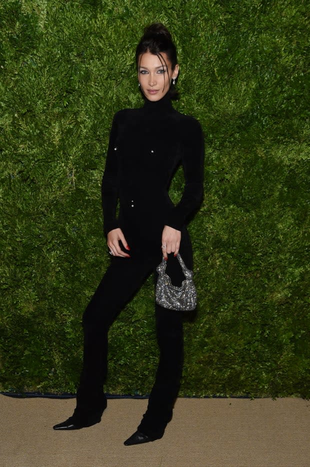 <p>Bella Hadid in Alexander Wang at the 2019 CFDA/<em>Vogue</em> Fashion Fund Awards. Photo: Jamie McCarthy/Getty Images</p>