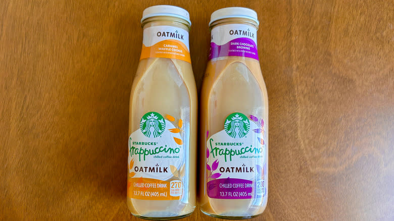 pair of Starbucks Oatmilk Frappuccinos