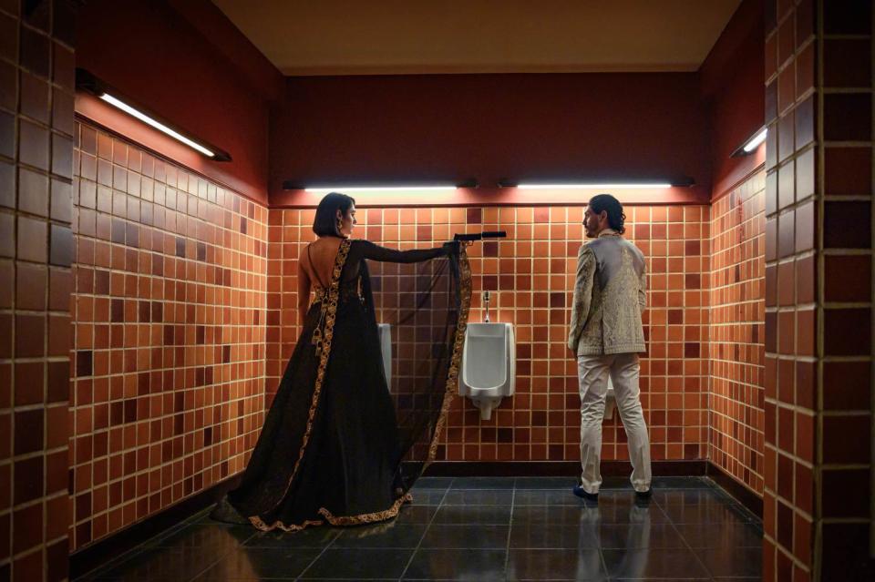 Golshifteh Farahani and Priyanshu Painyuli in "Extraction."