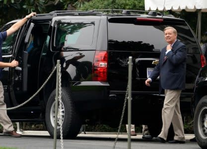 FILE PHOTO: Senator Lindsey Graham (R-SC) walks to a vehicle before departing with U.S. President Donald Trump from the White House in Washington, U.S., October 7, 2018.      REUTERS/Joshua Roberts