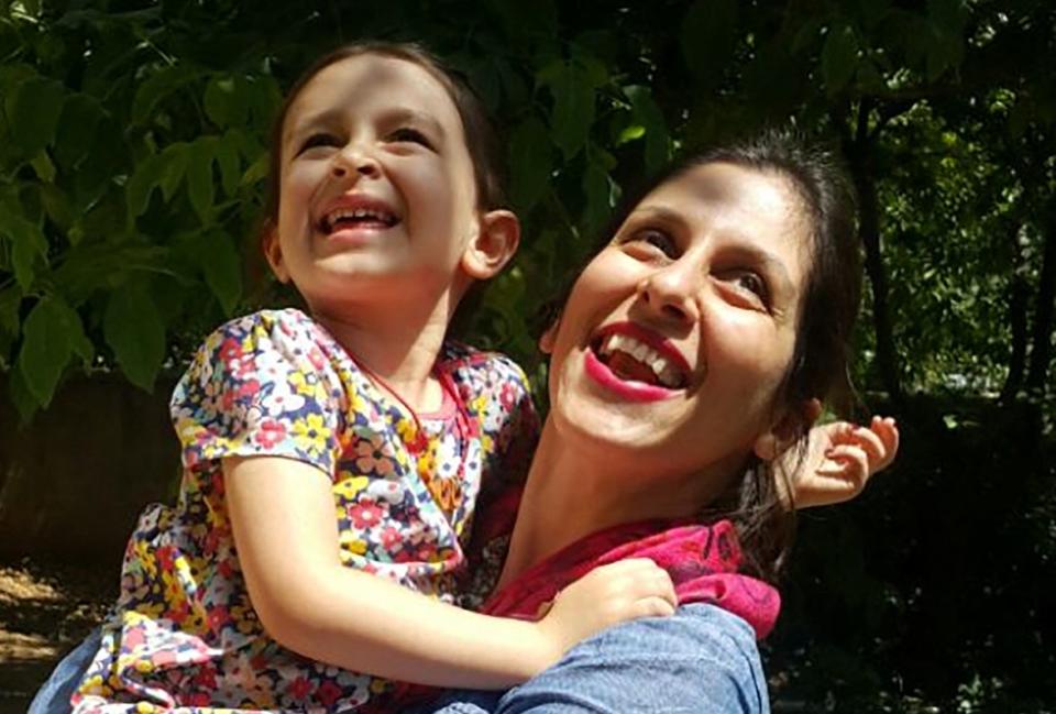 Nazanin Zaghari-Ratcliffe embracing her daughter Gabriella in Damavand, Iran (Free Nazanin campaign/AFP via Ge)