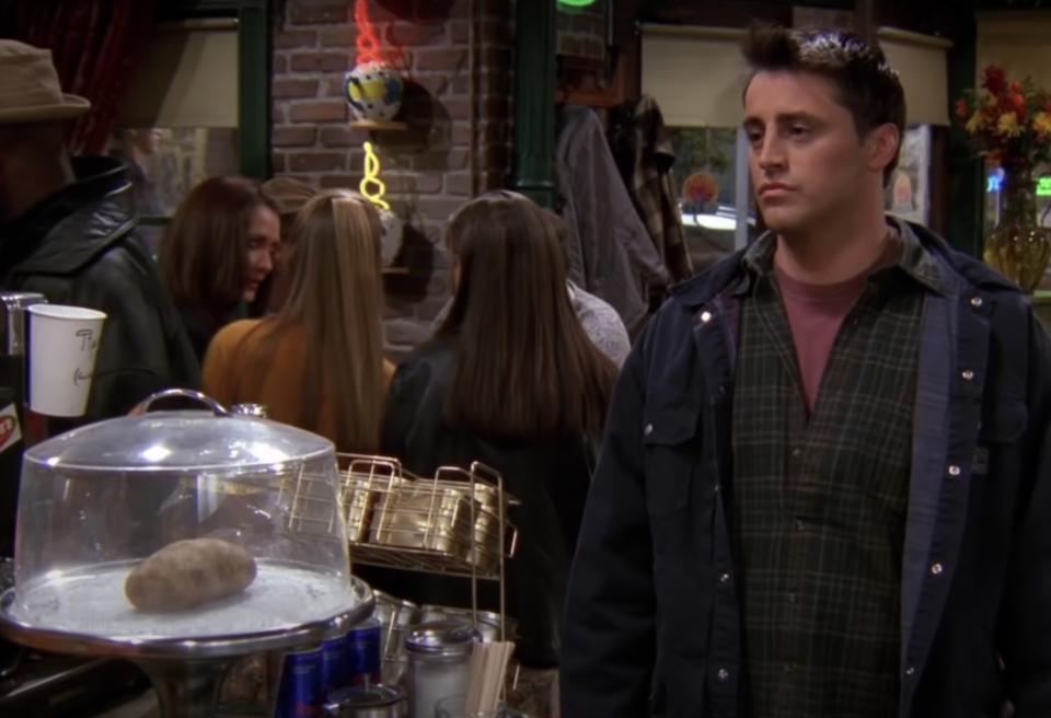On Friends, there is a potato in a glass covered cake stand in Central Perk in one scene