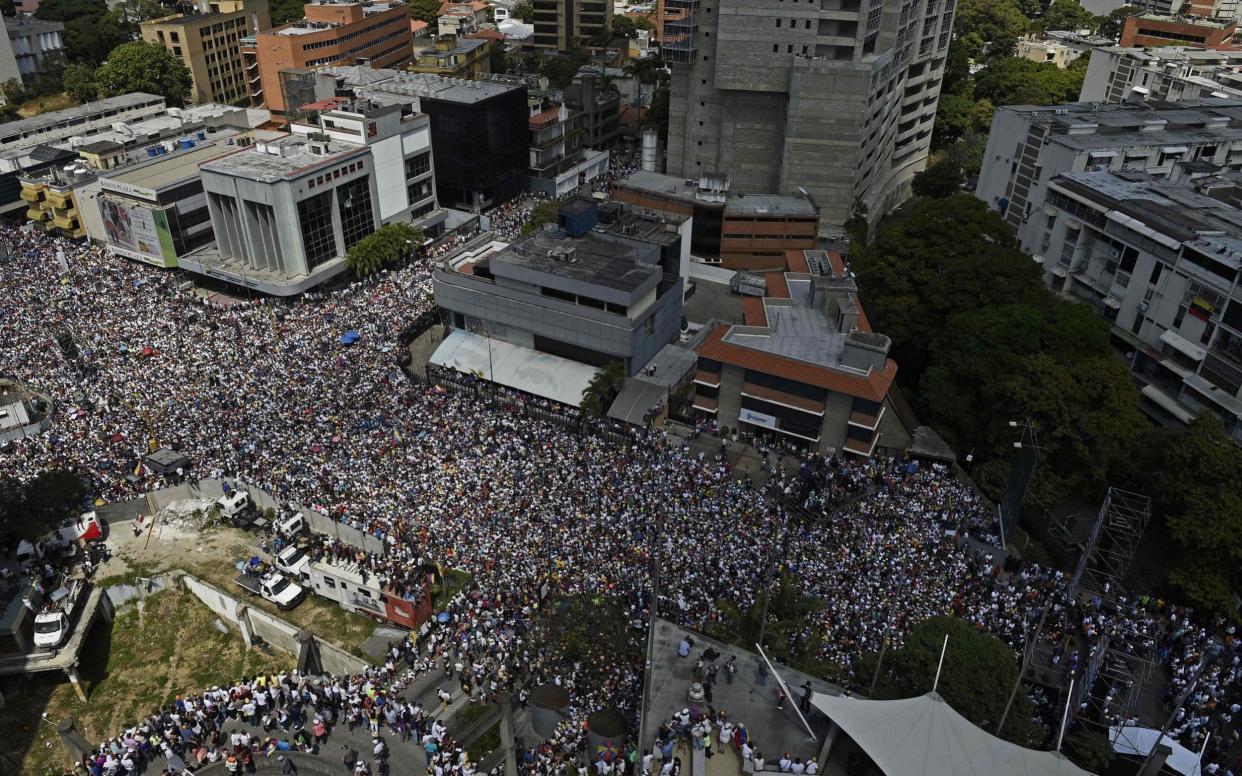 Supporters of Juan Guaido gathered in Caracas on Saturday - AFP