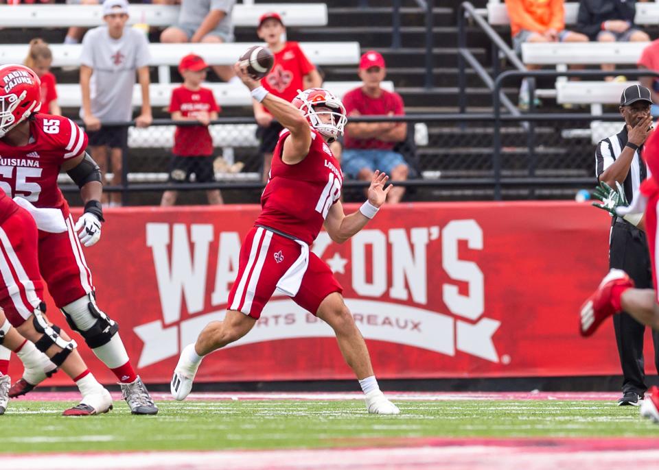 Quarterback Chandler Fields throws a pass as the Louisiana’s Ragin Cajuns take on Southeastern Louisiana Football at Cajun Field. Saturday, Sept. 3, 2022.