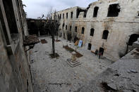 <p>A general view shows damage in al-Sheebani school’s courtyard, in the Old City of Aleppo, Syria, Dec. 17, 2016. (Photo: Omar Sanadiki/Reuters) </p>