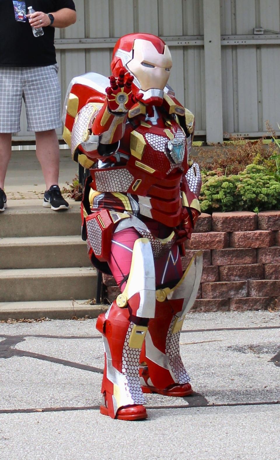 Doug Payne shows off his self-made Iron Man design for the Monroe Pop Fest cosplay contest Saturday.