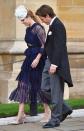 <p>The duo giggled as they walked into St. George's Chapel for Lady Gabriella Windsor and Thomas Kingston's wedding.</p>